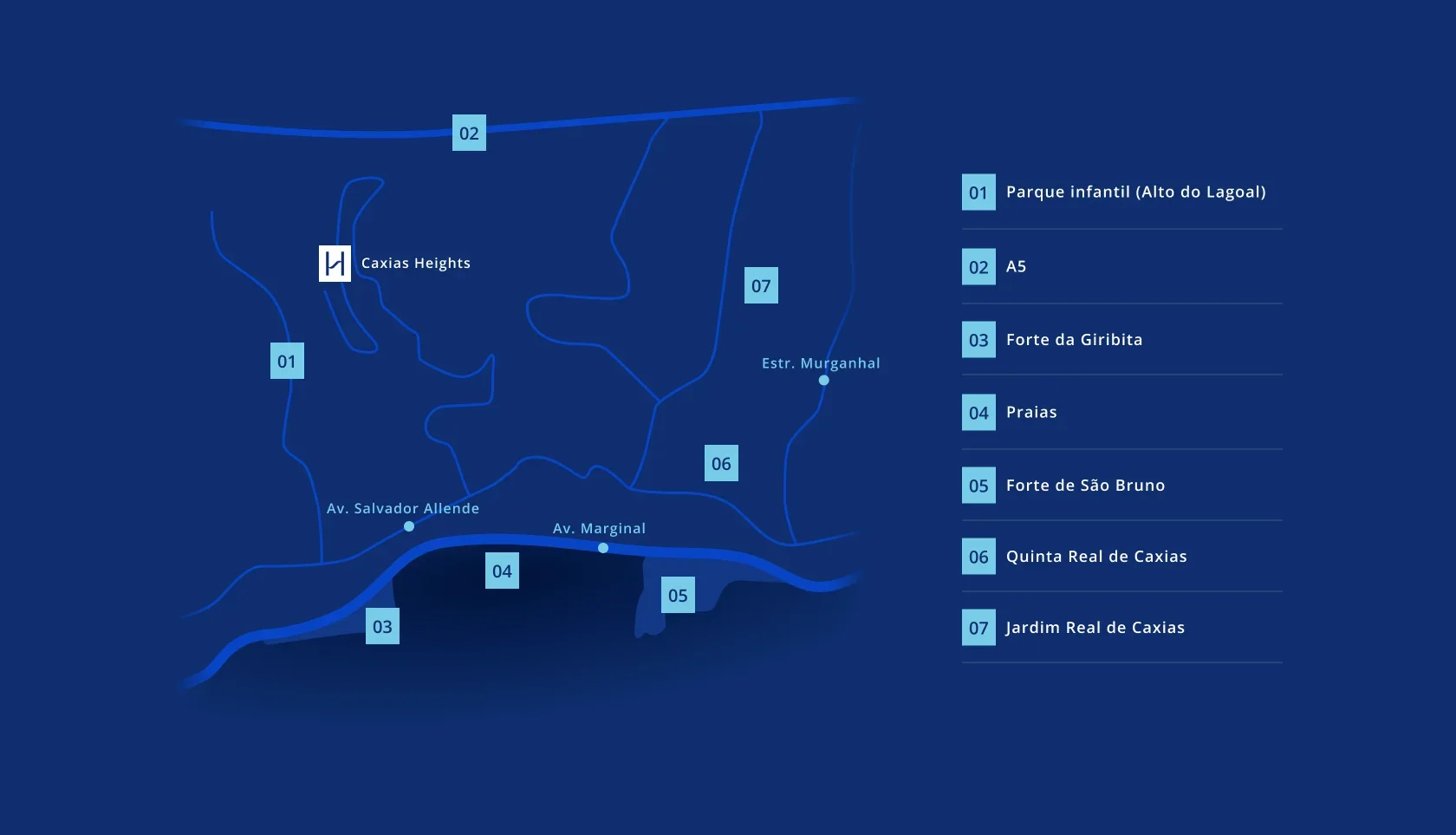 Mapa de Localização, Caxias Heights